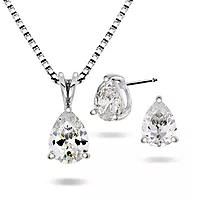 Pan Jewelry, Smykkesett i 925 sølv med zirkonia