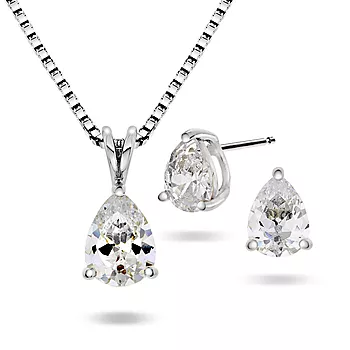 Pan Jewelry, Smykkesett i 925 sølv med zirkonia
