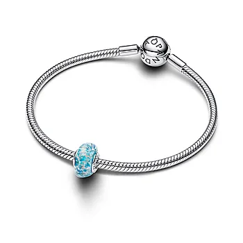 Bilde nummer 4 av Charms i 925 sølv med turkis muranoglass