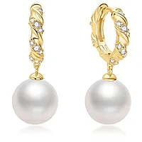 Øreringer i 925 forgylt sølv med skjellperle