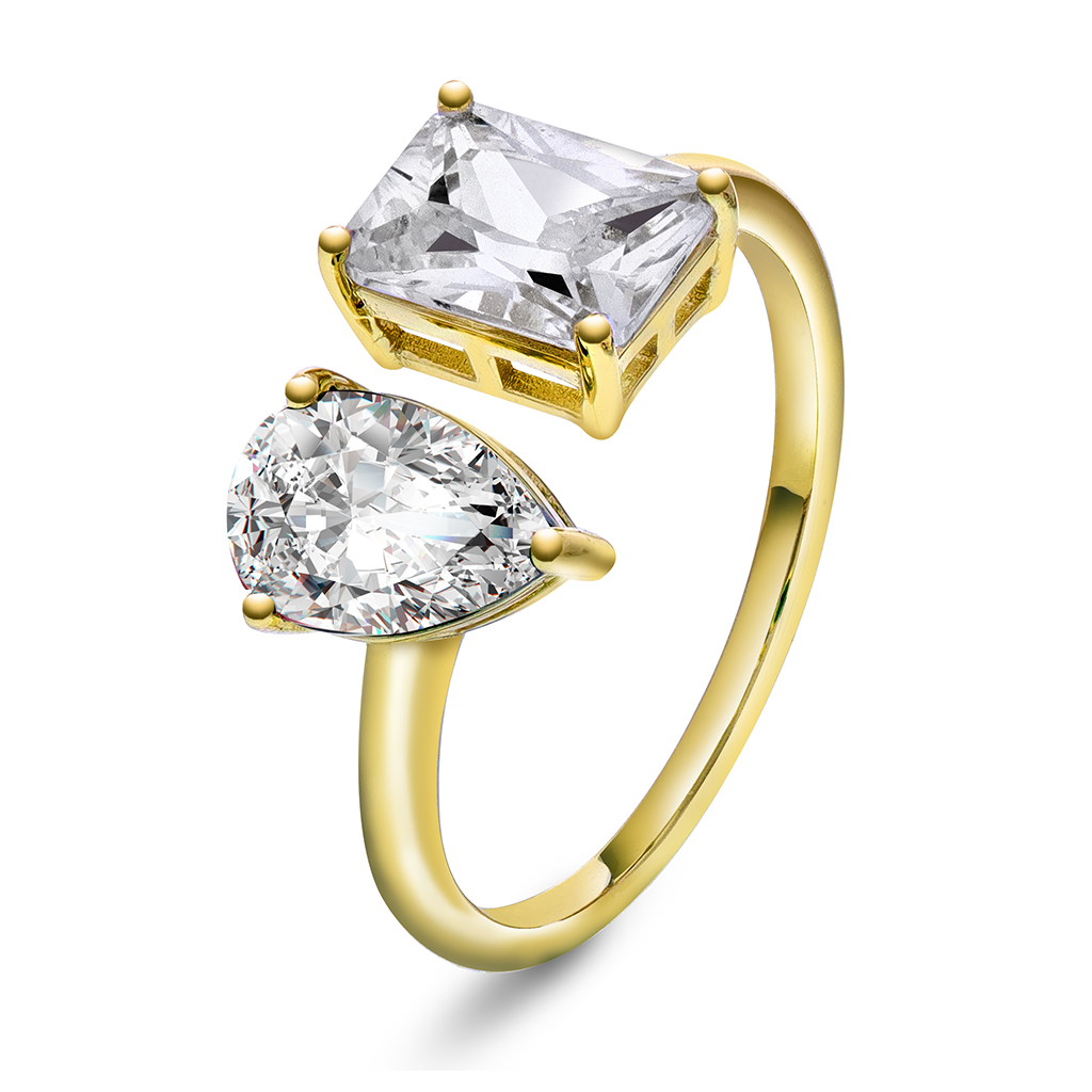 Pan Jewelry, Viva Vegas ring i forgylt 925 sølv med hvit zirkonia