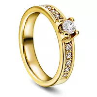 Giftering i 585 gult gull med diamanter 0,40 CT | 4 mm bredde