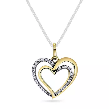 Pan Jewelry, Anheng i 585 gult gull med zirkonia og hjerte