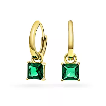 Pan Jewelry, Øreringer i forgylt sølv med grønn zirkonia