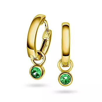 Pan Jewelry, Øreringer i 925 forgylt sølv med grønn zirkonia