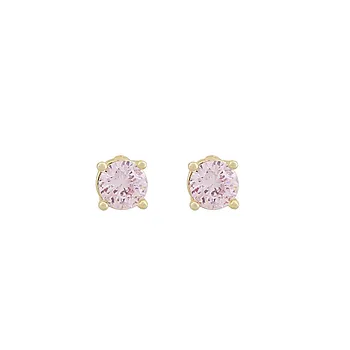 Snö of Sweden, Essence øredobber i forgylt messing med rosa zirkonia