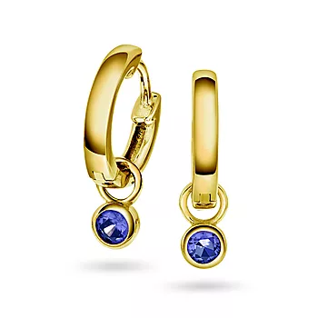 Pan Jewelry, Øreringer i 925 forgylt sølv med blå zirkonia
