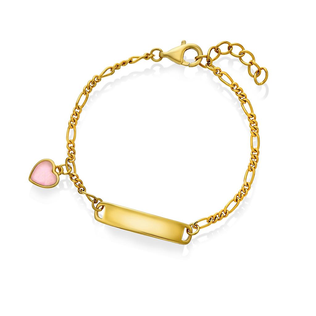 Armbånd til barn i 925 sølv med rosa hjerte