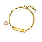 Armbånd til barn i 925 sølv med rosa hjerte
