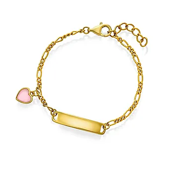 Armbånd til barn i 925 sølv med rosa hjerte