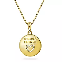 Pan Jewelry, Smykke i forgylt 925 sølv med zirkonia med teksten FOREVER FRIENDS