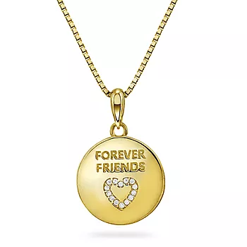 Pan Jewelry, Smykke i forgylt 925 sølv med zirkonia med teksten FOREVER FRIENDS