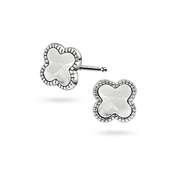 Kløver øredobber i 925 sølv med perlemor