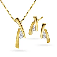 Pan Jewelry, Smykkesett i forgylt 925 sølv med zirkonia