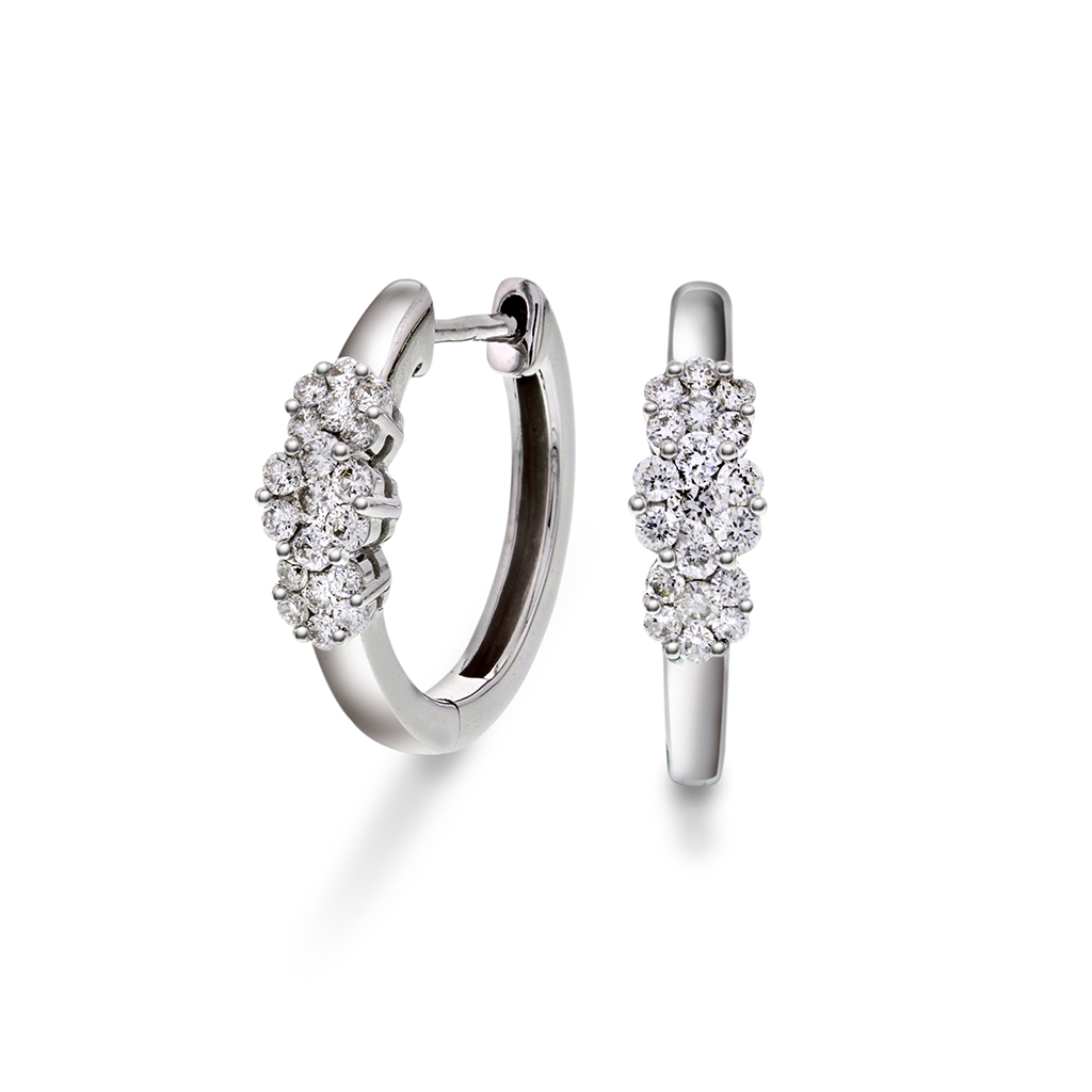 Pan Jewelry, Øreringer i 585 hvitt gull med diamanter 0,33 ct