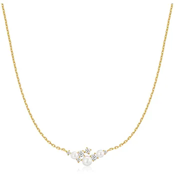 Smykke i 925 forgylt sølv med skjellperler