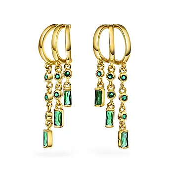 Pan Jewelry, Rio Radiance øredobber i forgylt 925 sølv med grønn zirkonia