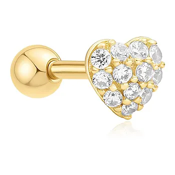Ørepiercing i 925 forgylt sølv med hjerte