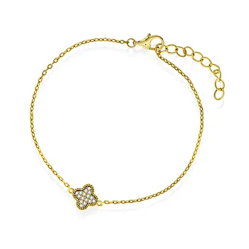 Pan Jewelry, Kløver armbånd i forgylt 925 sølv med hvit zirkonia