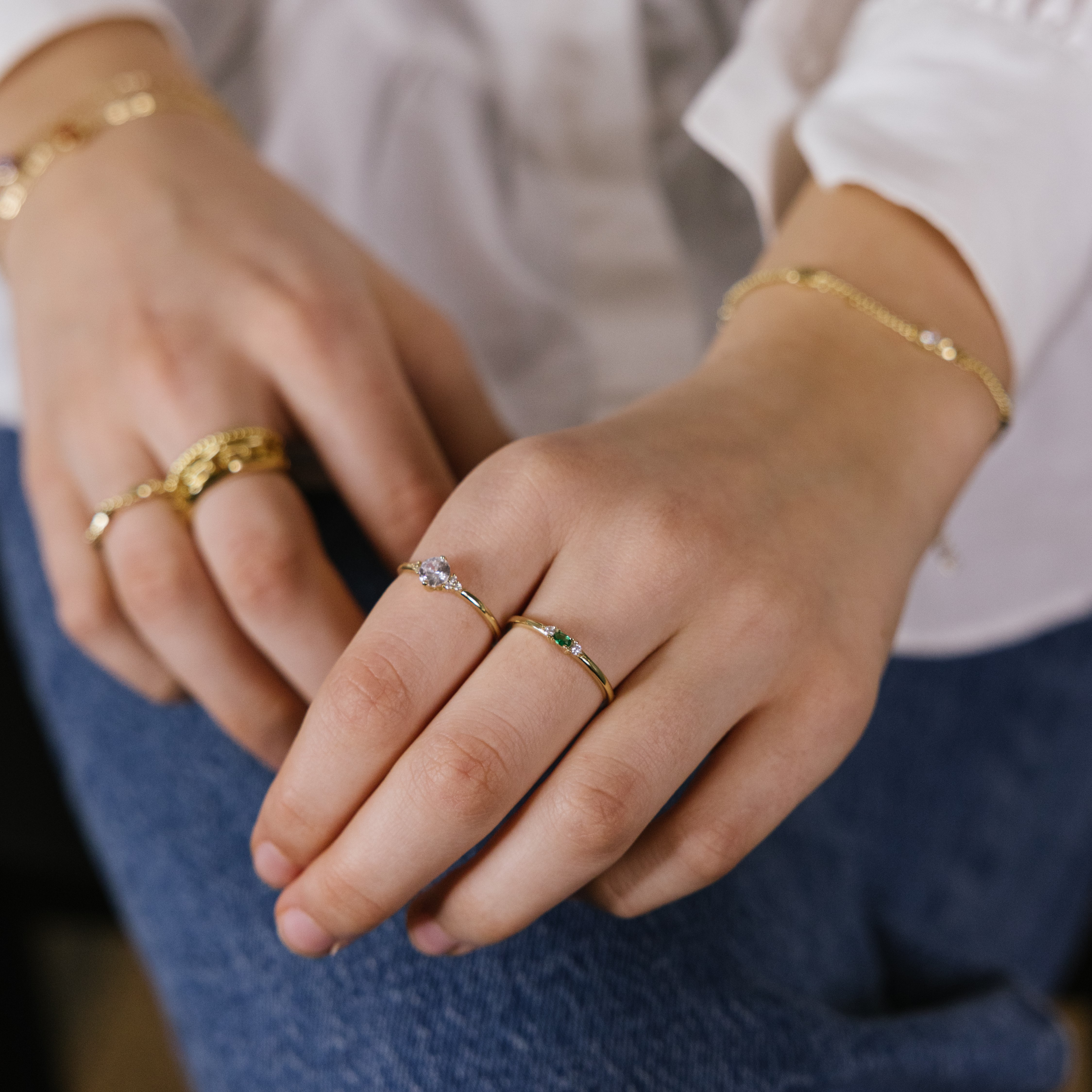 Bilde nummer 2 av Pan Jewelry, Ring i 925 sølv med zirkonia og grønn sten