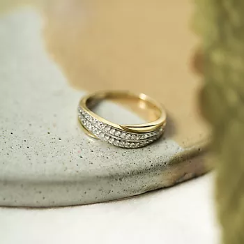 Bilde nummer 4 av Pan Jewelry, Diamantring i 585 gult gull 0,10 ct