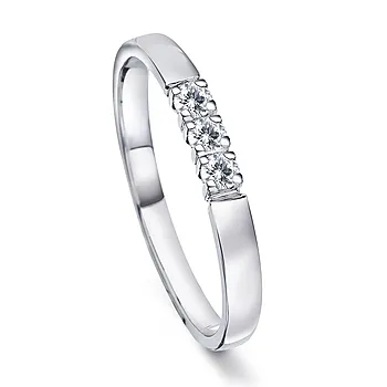 Liza alliansering i 585 hvitt gull med diamanter 0,18 ct