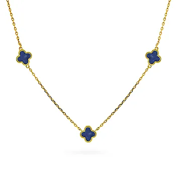 Pan Jewelry, Kløver smykke i forgylt 925 sølv med havblå lapis lazuli