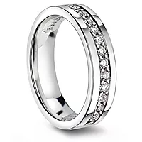 Giftering i 585 hvitt gull med diamanter 0,28 CT W/SI | 5 mm bredde