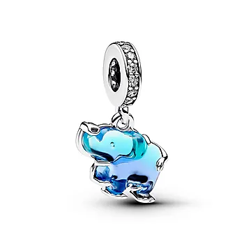 Pandora Moments, Charm i 925 sølv med elefant og muranoglass