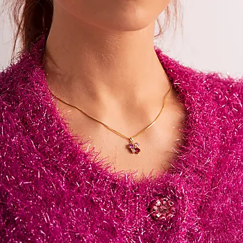Bilde nummer 2 av Pan Jewelry, Smykke i forgylt 925 sølv med rosa zirkonia