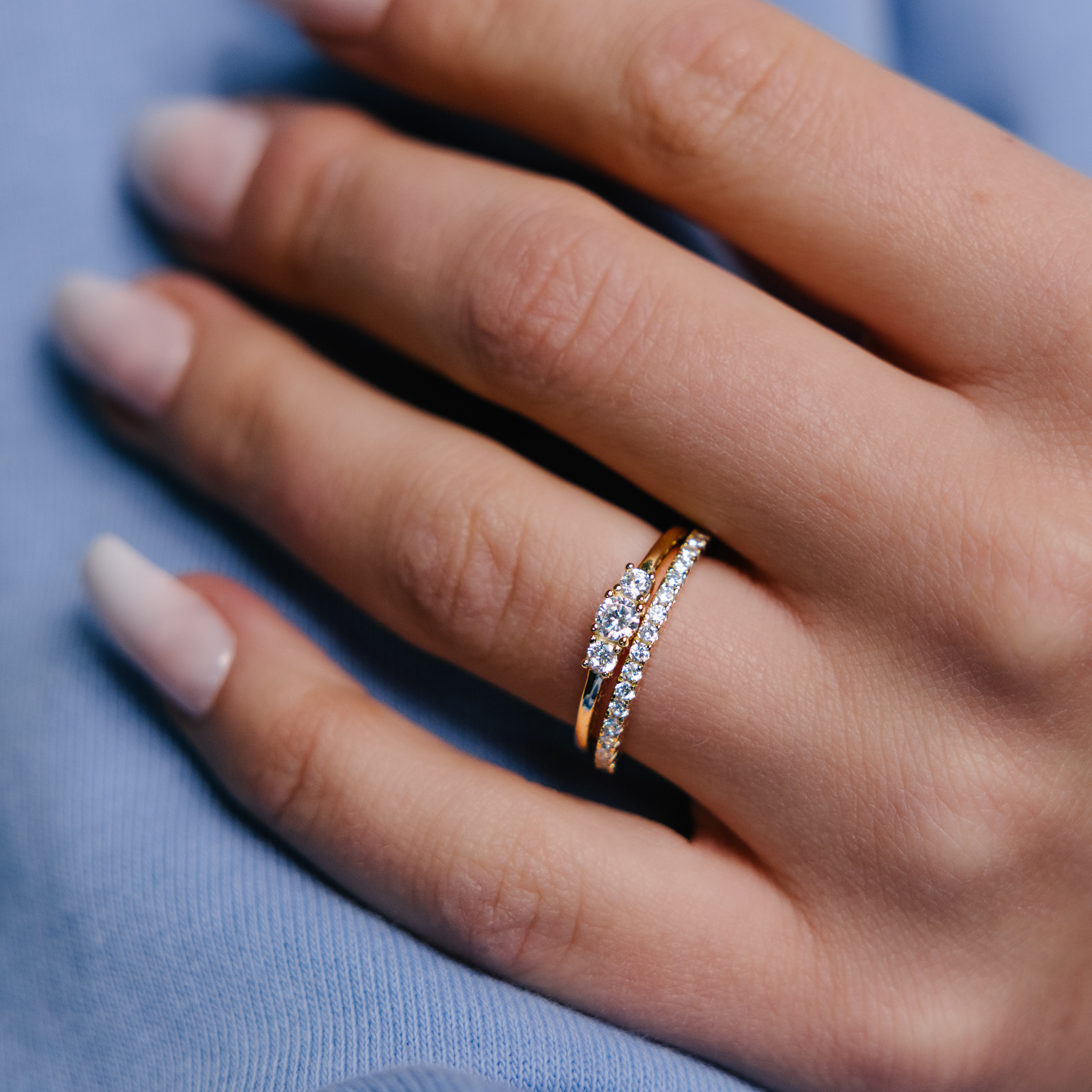 Bilde nummer 3 av Pan Jewelry, 2-i-1 ring i 925 forgylt sølv med zirkonia