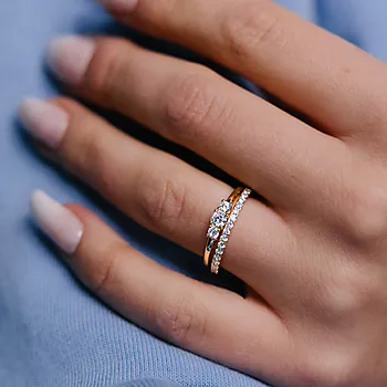 Bilde nummer 3 av Pan Jewelry, 2-i-1 ring i 925 forgylt sølv med zirkonia
