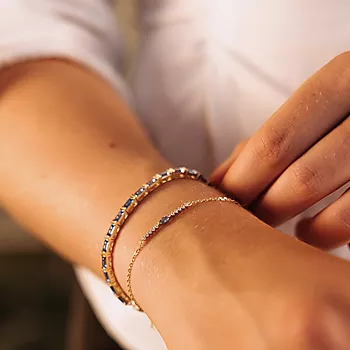 Bilde nummer 3 av Pan Jewelry, Armbånd i forgylt 925 sølv med blå zirkonia