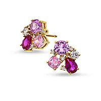 Pan Jewelry, Øredobber i forgylt 925 sølv med rosa zirkonia