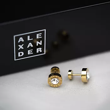 Bilde nummer 2 av Alexander, Øredobber i forgylt stål med zirkonia