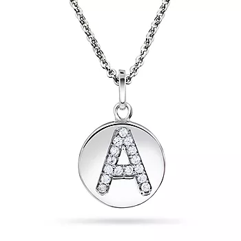 Bokstavanheng i sølv med zirkonia