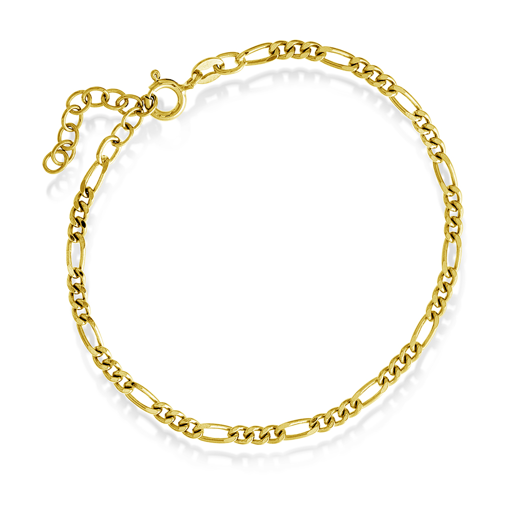 Pan Jewelry, Figaro armbånd i forgylt 925 sølv, 19 cm