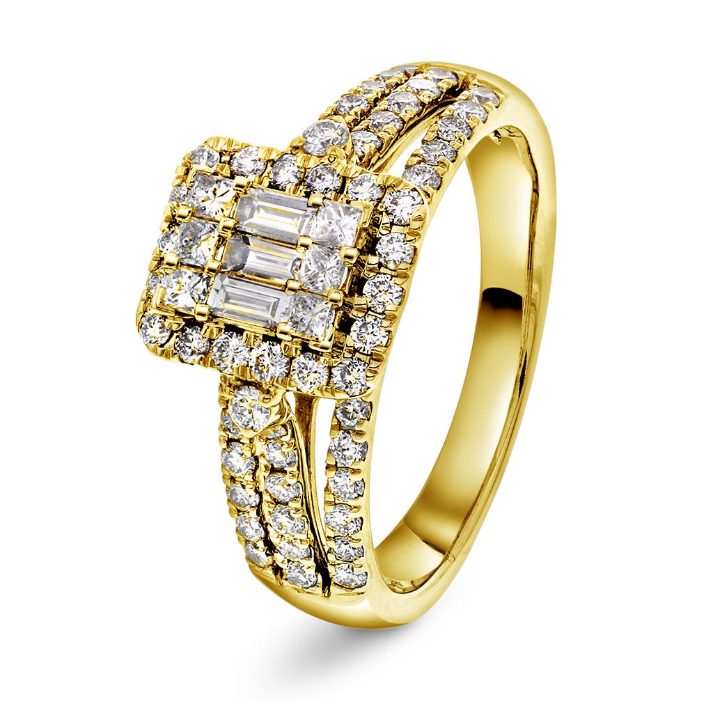 Elizabeth, Ring i 585 gult gull med diamanter, størrelse 54 - Forlovelsesring