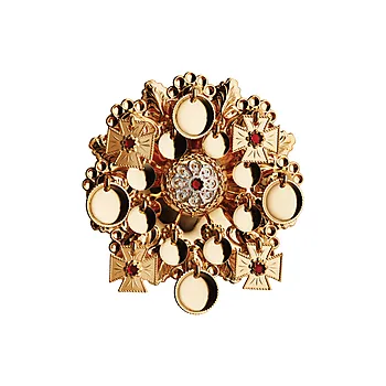 Sølje i 830 forgylt sølv med rød stener