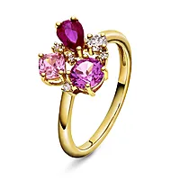 Pan Jewelry, Ring i forgylt 925 sølv med rosa zirkonia