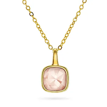 Smykke i 925 forgylt sølv med rosa opal
