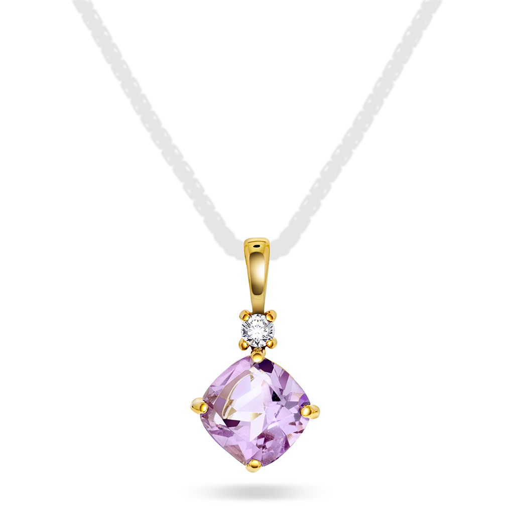 Pan Jewelry, Anheng i 585 gult gull med zirkonia og ametyst