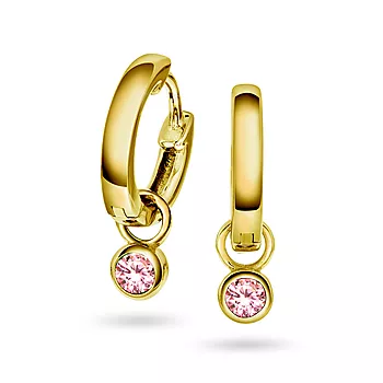 Pan Jewelry, Øreringer i 925 forgylt sølv med rosa zirkonia