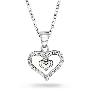 Pan Jewelry, Hjerte smykke i 925 sølv med zirkonia