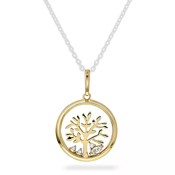 Pan Jewelry, Anheng i 585 gult gull med zirkonia og livets tre