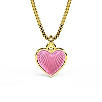 Smykke til barn i 925 forgylt sølv med rosa hjerte