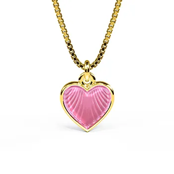 Smykke til barn i 925 forgylt sølv med rosa hjerte