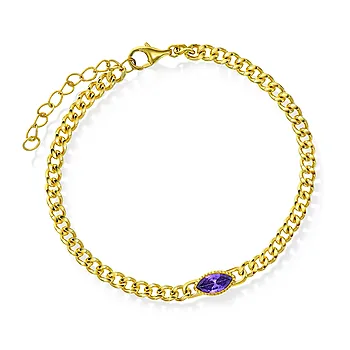 Pan Jewelry, Rio Radiance armbånd i forgylt 925 sølv med lilla zirkonia