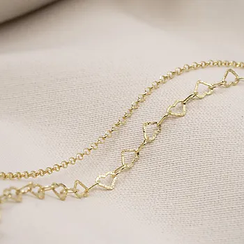 Bilde nummer 4 av Kjede i 925 forgylt sølv med hjerter