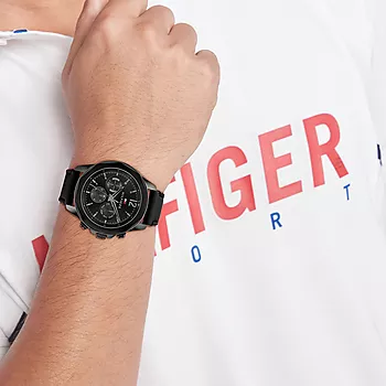 Bilde nummer 3 av Tommy Hilfiger, Herreklokke i stål med sort skinnrem